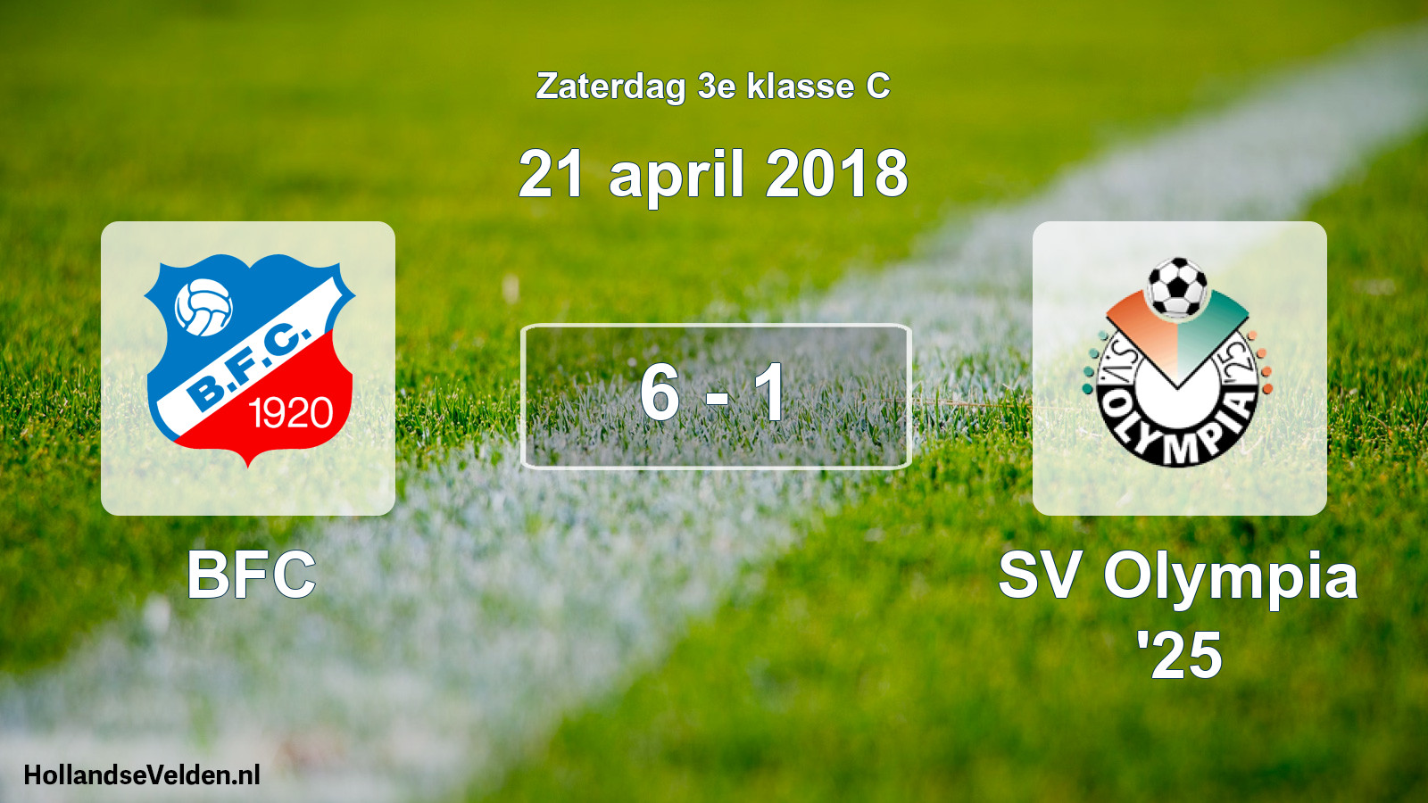 Total number of matches played: BFC - SV Olympia '25 6 - 1 (21 April 2018)