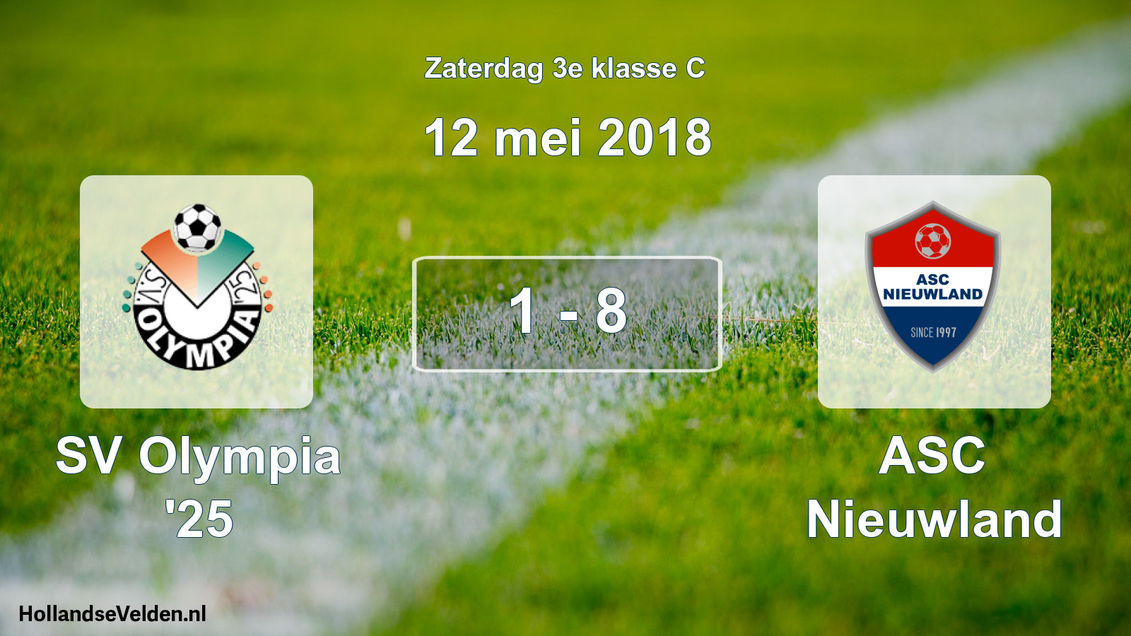 Total number of matches played: SV Olympia '25 - ASC Nieuwland 1 - 8 (12 May 2018)