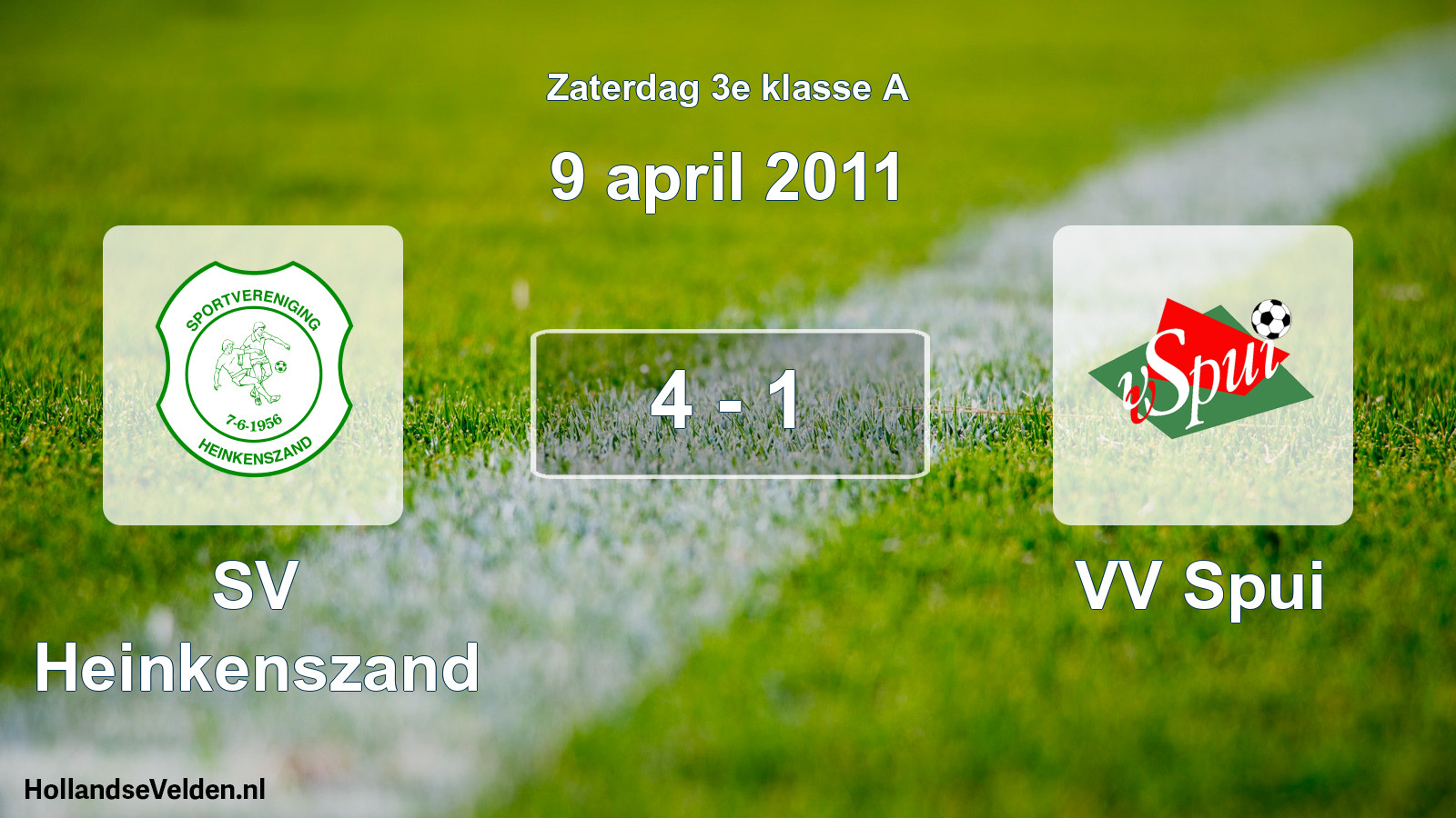 Total number of matches played: SV Heinkenszand - VV Spui 4 - 1 (9 April 2011)