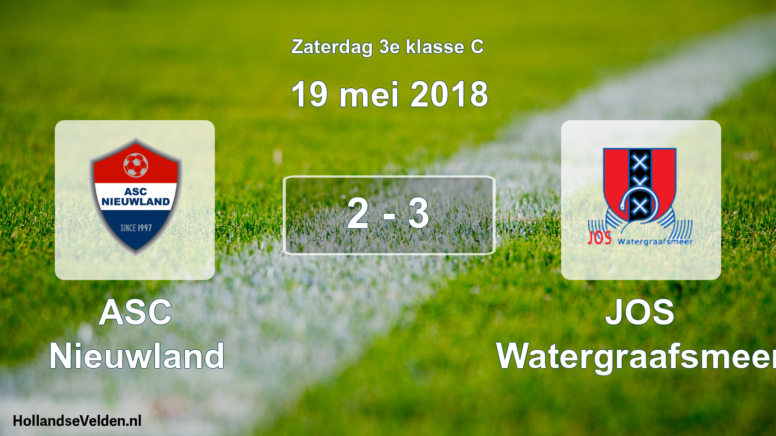 Total number of matches played: ASC Nieuwland - JOS Watergraafsmeer 2 - 3 (19 May 2018)
