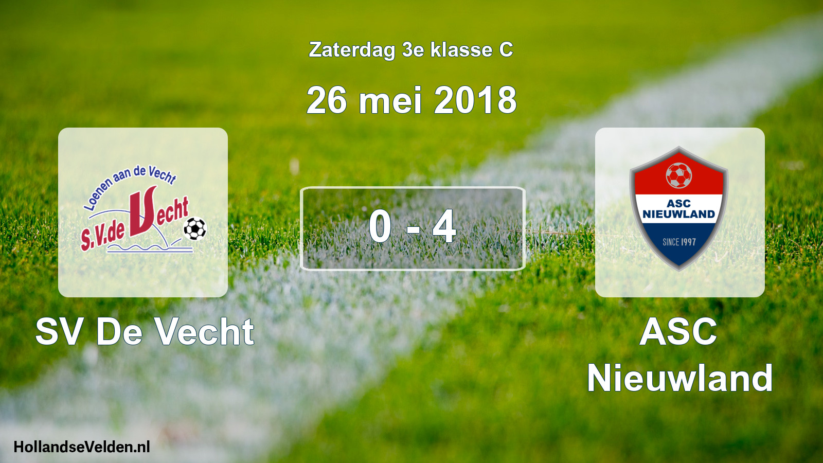 Total number of matches played: SV De Vecht - ASC Nieuwland 0 - 4 (26 May 2018)