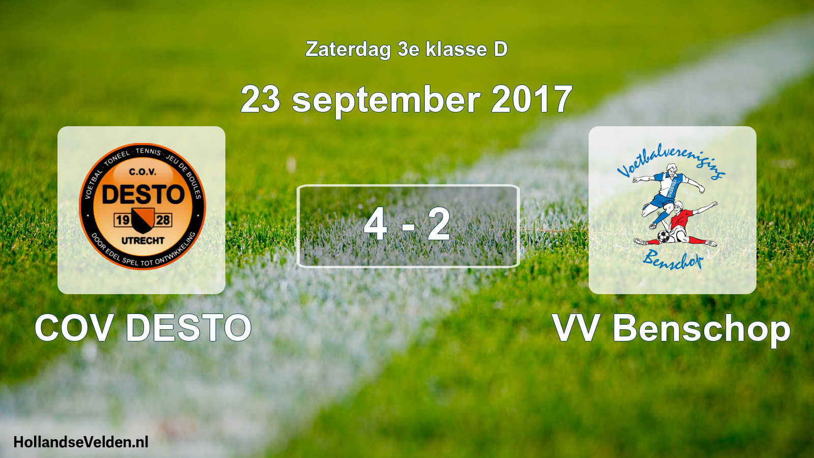 Total number of matches played: COV DESTO - VV Benschop 4 - 2 (23 September 2017)