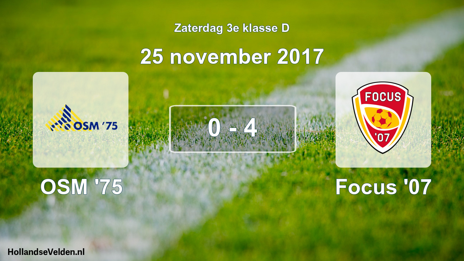 Total number of matches played: OSM '75 - Focus '07 0 - 4 (25 November 2017)