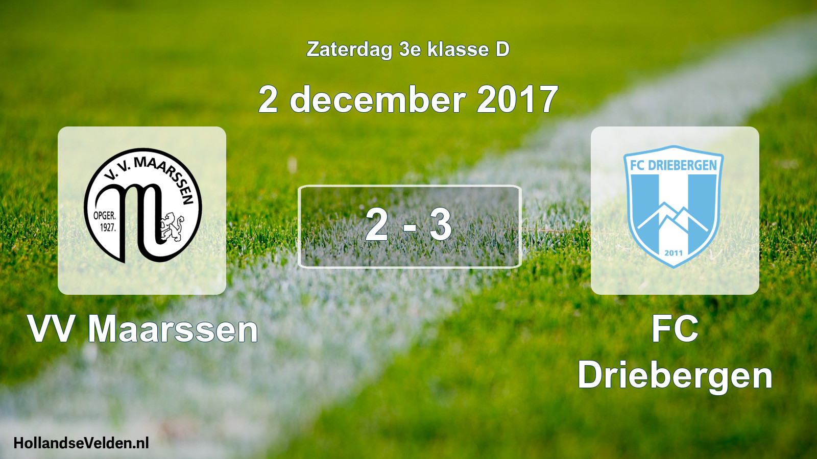 Total number of matches played: VV Maarssen - FC Driebergen 2 - 3 (2 December 2017)