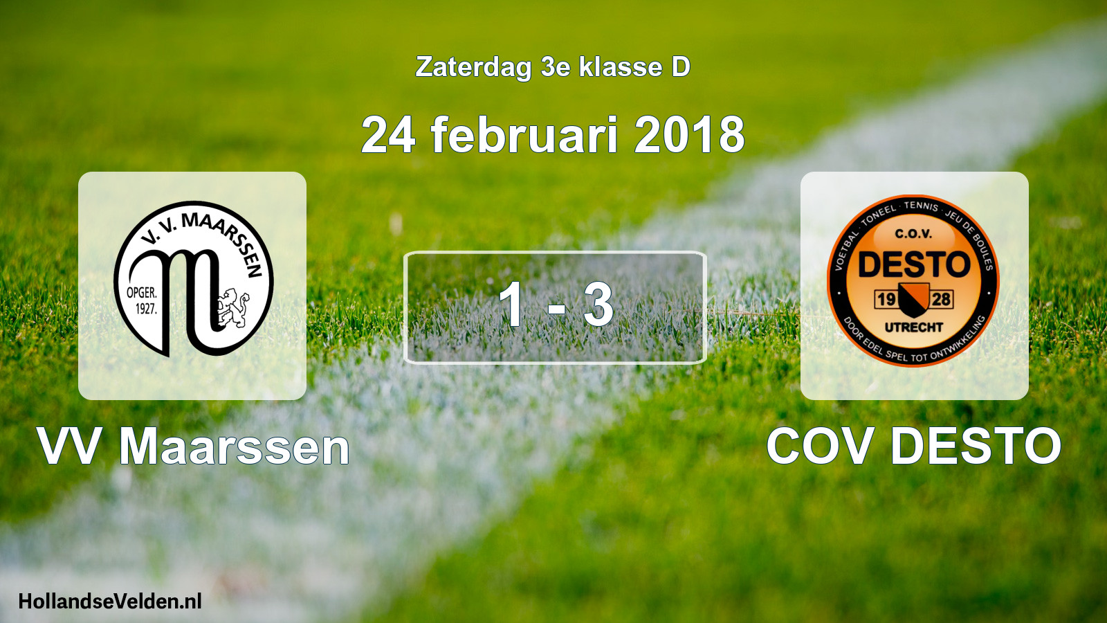 Total number of matches played: VV Maarssen - COV DESTO 1 - 3 (24 February 2018)