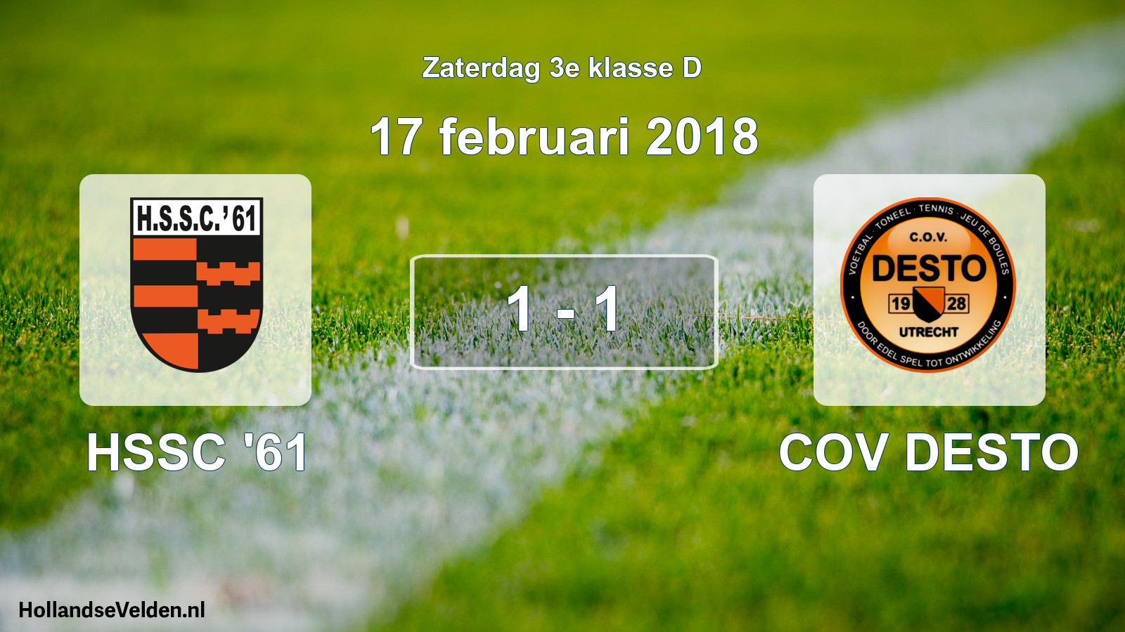 Total number of matches played: HSSC '61 - COV DESTO 1 - 1 (17 February 2018)