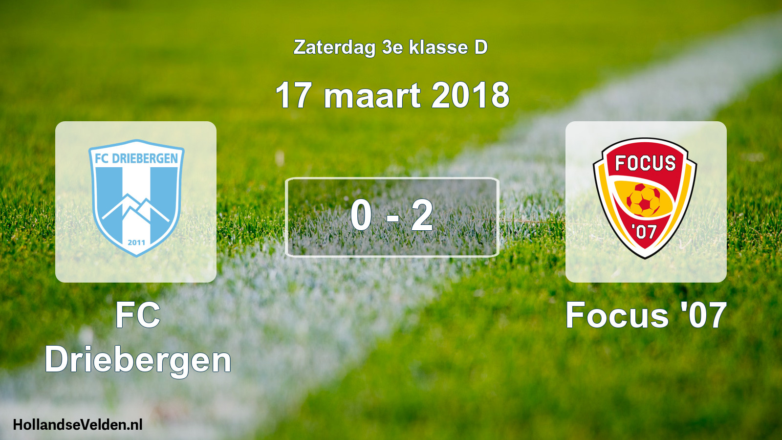 Total number of matches played: FC Driebergen - Focus '07 0 - 2 (17 March 2018)