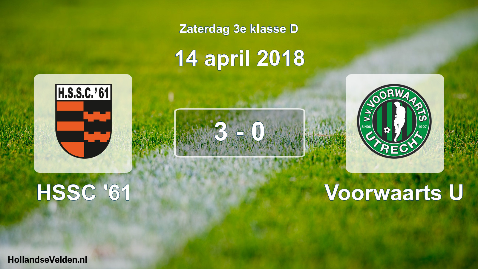 Total number of matches played: HSSC '61 - Voorwaarts U 3 - 0 (14 April 2018)
