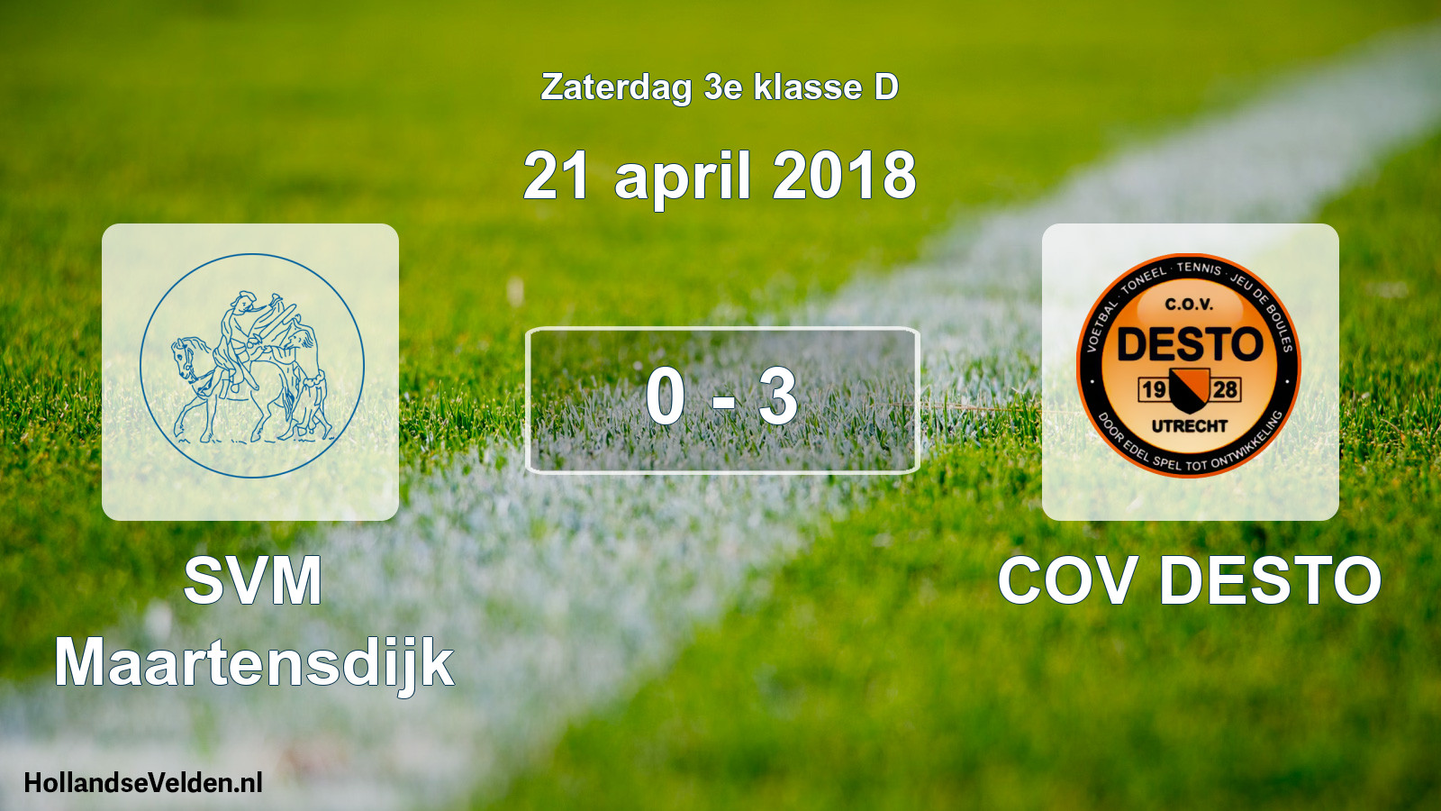 Total number of matches played: SVM Maartensdijk - COV DESTO 0 - 3 (21 April 2018)