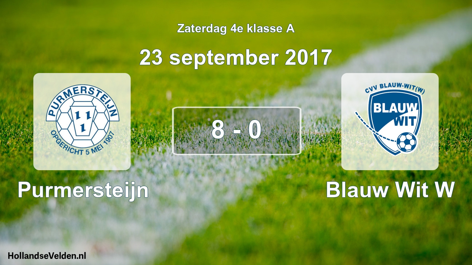 Total number of matches played: Purmersteijn - Blauw Wit W 8 - 0 (23 September 2017)