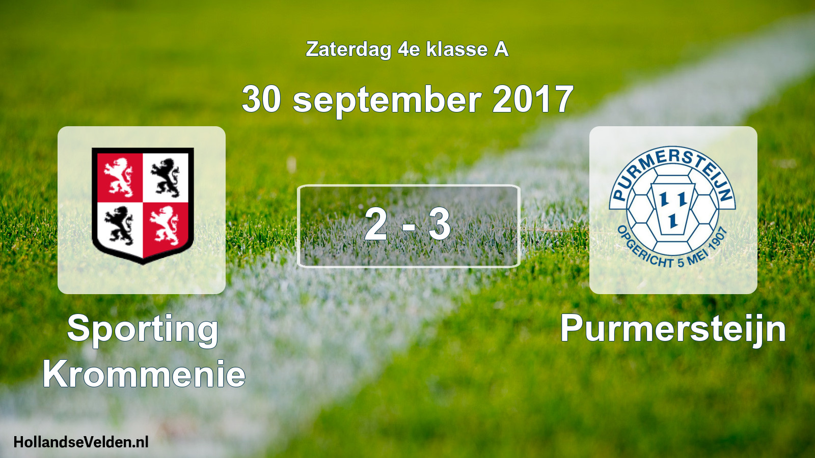 Total number of matches played: Sporting Krommenie - Purmersteijn 2 - 3 (30 September 2017)