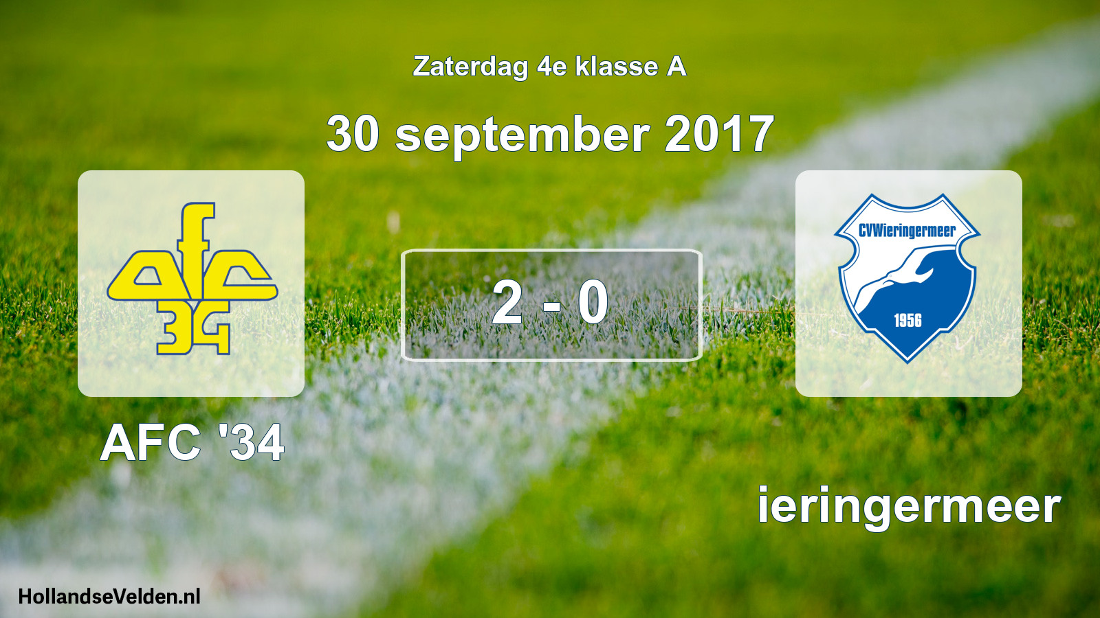 Total number of matches played: AFC '34 - Wieringermeer 2 - 0 (30 September 2017)
