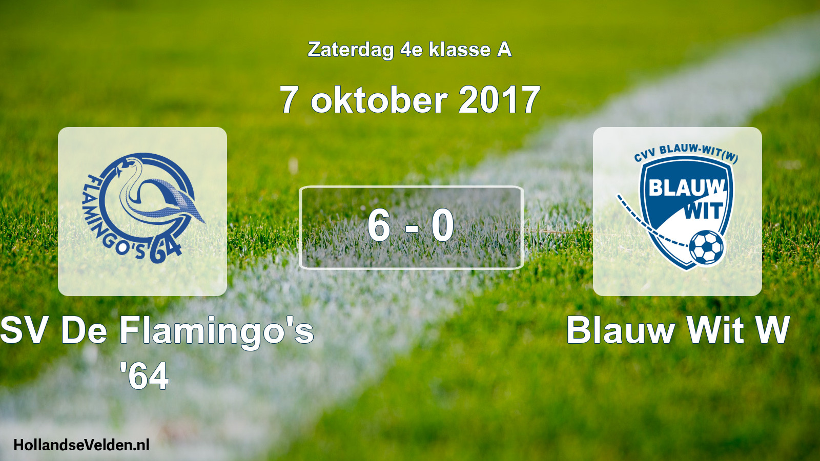 Total number of matches played: ASV De Flamingo's '64 - Blauw Wit W 6 - 0 (7 October 2017)