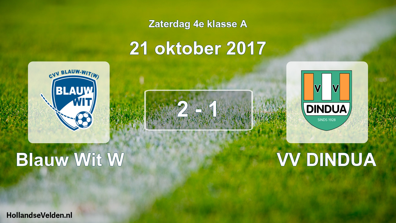 Total number of matches played: Blauw Wit W - VV DINDUA 2 - 1 (21 October 2017)