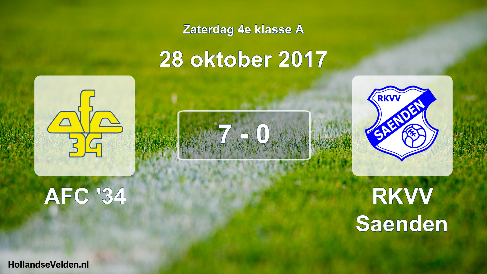 Total number of matches played: AFC '34 - RKVV Saenden 7 - 0 (28 October 2017)