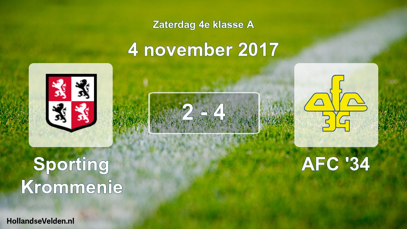 Total number of matches played: Sporting Krommenie - AFC '34 2 - 4 (4 November 2017)