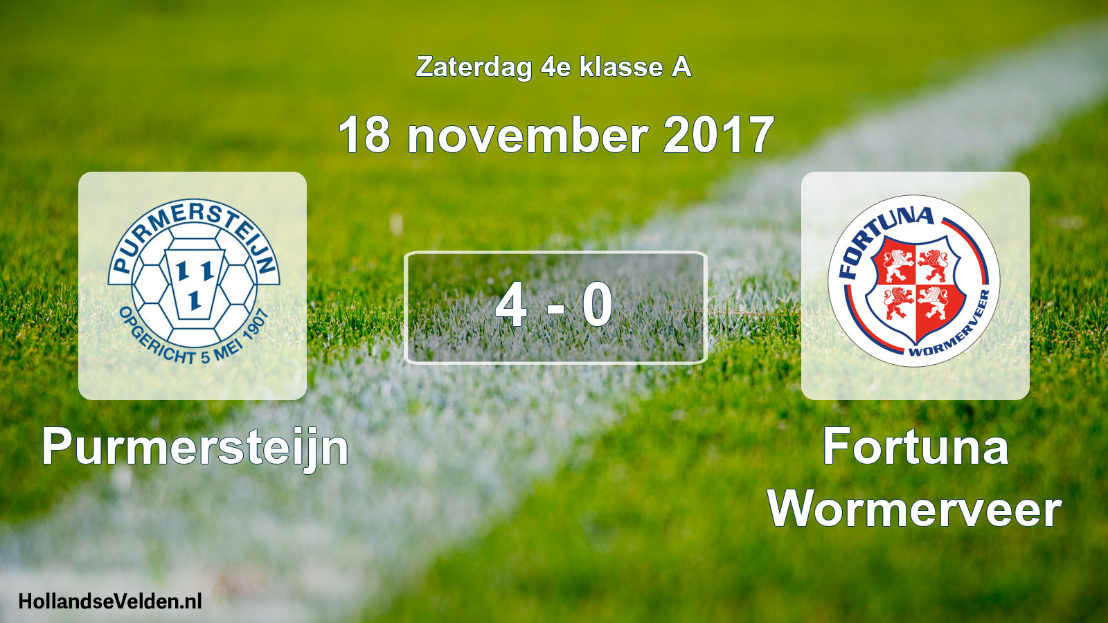 Total number of matches played: Purmersteijn - Fortuna Wormerveer 4 - 0 (18 November 2017)