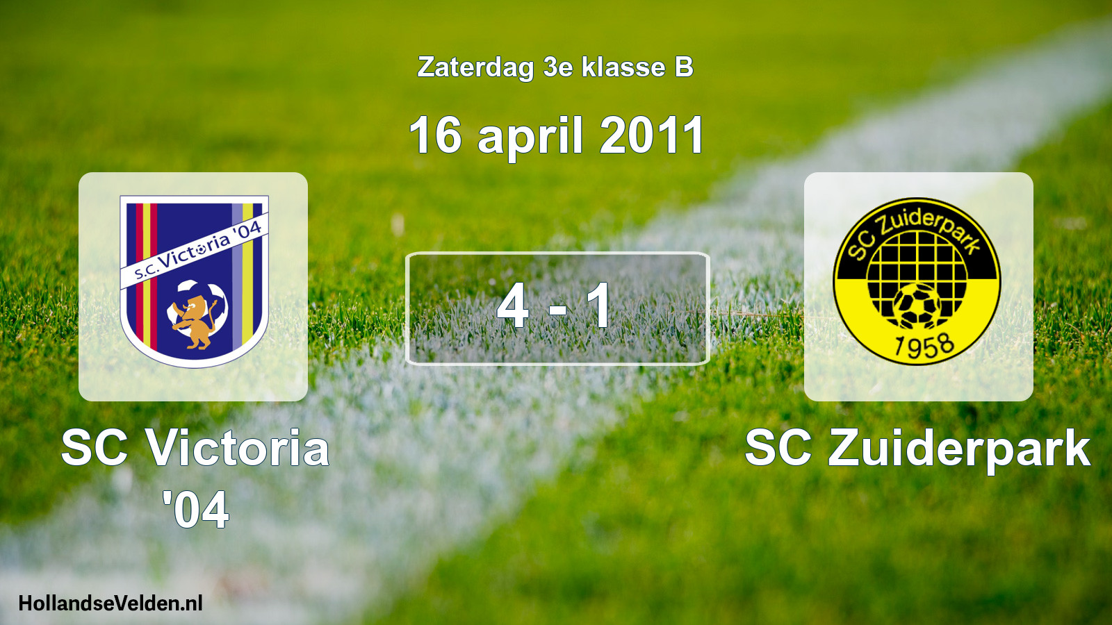 Total number of matches played: SC Victoria '04 - SC Zuiderpark 4 - 1 (16 April 2011)