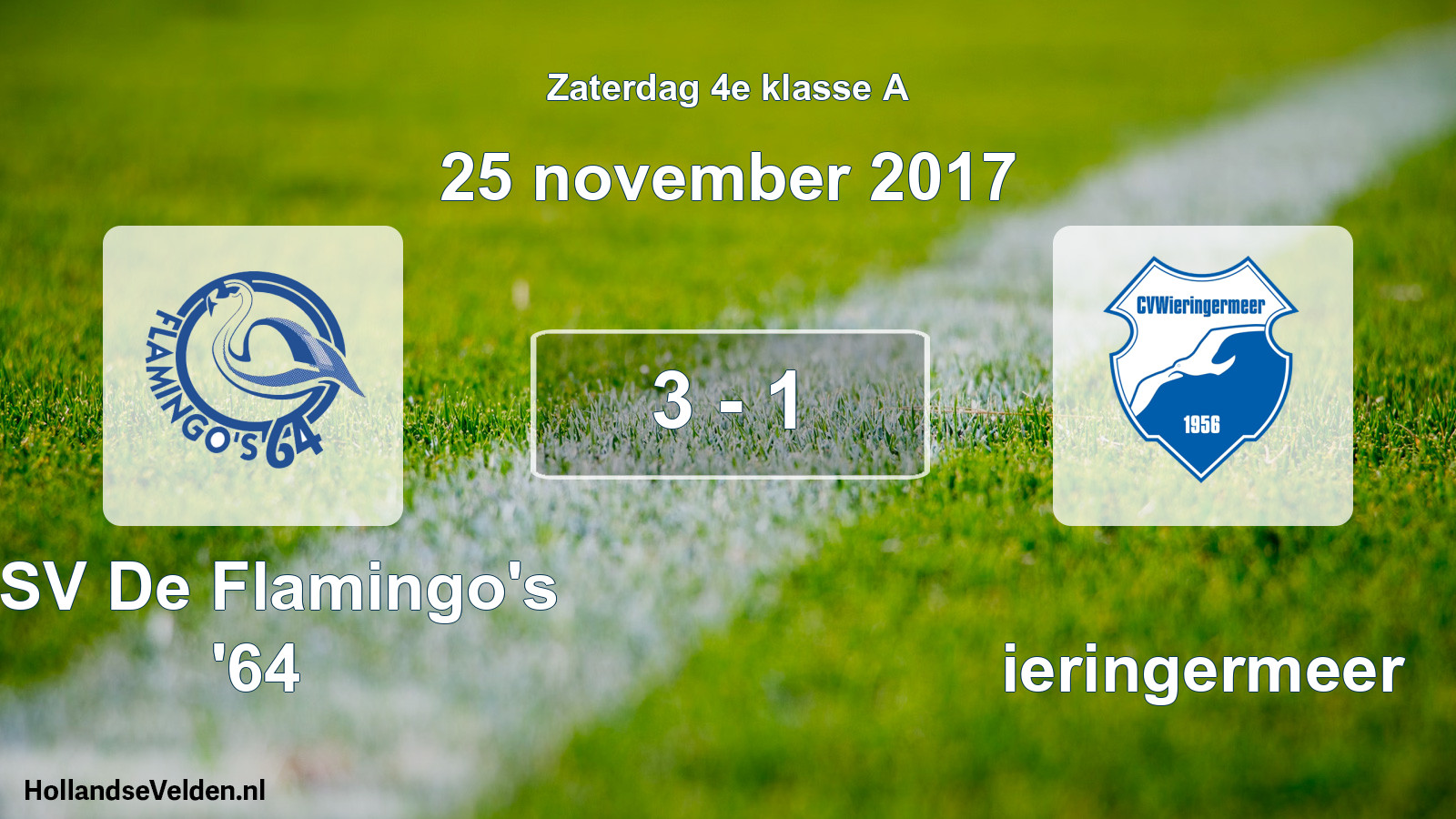 Total number of matches played: ASV De Flamingo's '64 - Wieringermeer 3 - 1 (25 November 2017)