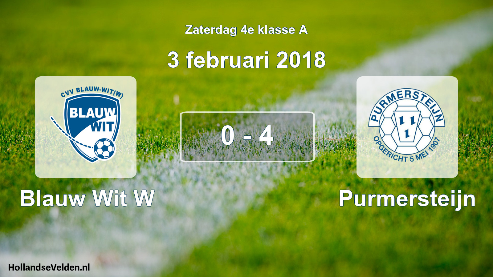 Total number of matches played: Blauw Wit W - Purmersteijn 0 - 4 (3 February 2018)