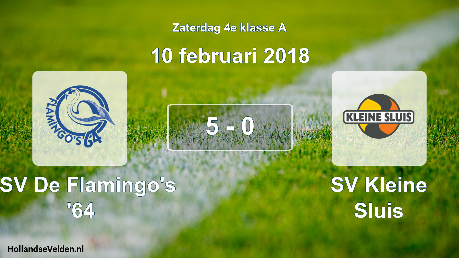 Total number of matches played: ASV De Flamingo's '64 - SV Kleine Sluis 5 - 0 (10 February 2018)