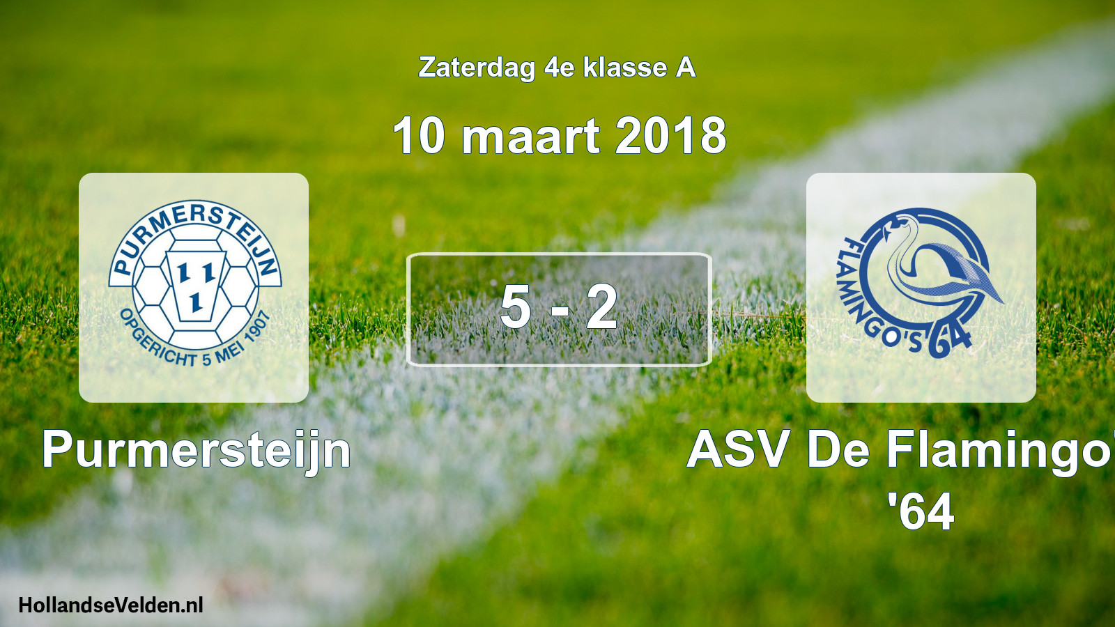 Total number of matches played: Purmersteijn - ASV De Flamingo's '64 5 - 2 (10 March 2018)