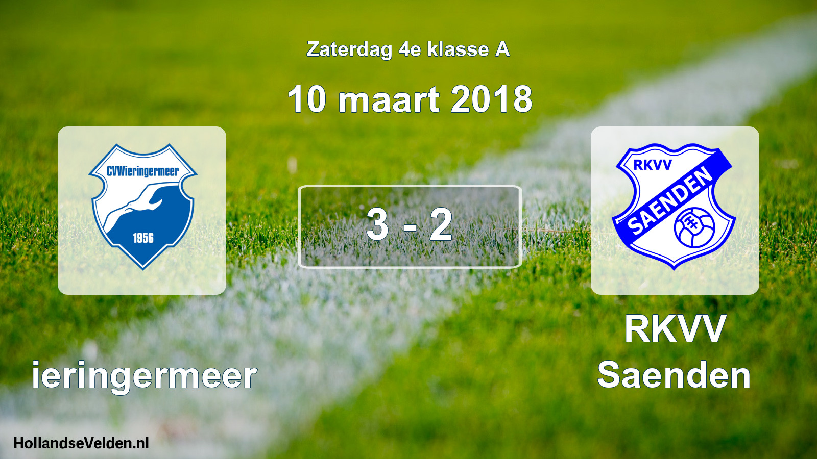 Total number of matches played: Wieringermeer - RKVV Saenden 3 - 2 (10 March 2018)