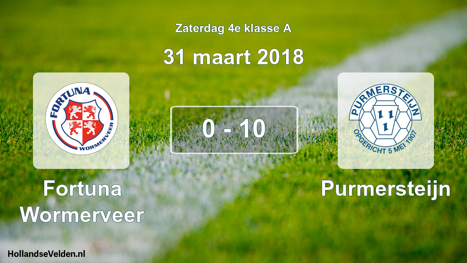 Total number of matches played: Fortuna Wormerveer - Purmersteijn 0 - 10 (31 March 2018)