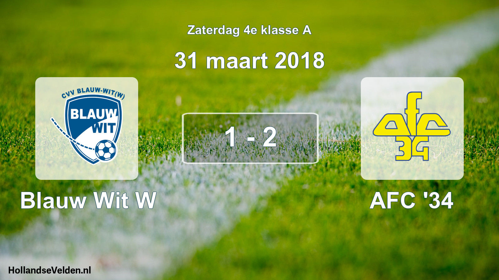 Total number of matches played: Blauw Wit W - AFC '34 1 - 2 (31 March 2018)