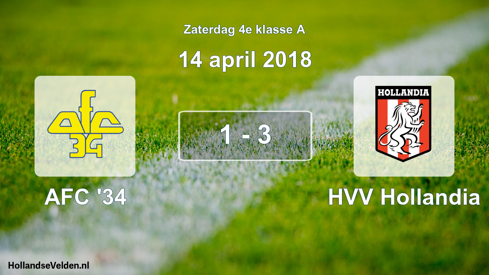 Total number of matches played: AFC '34 - HVV Hollandia 1 - 3 (14 April 2018)