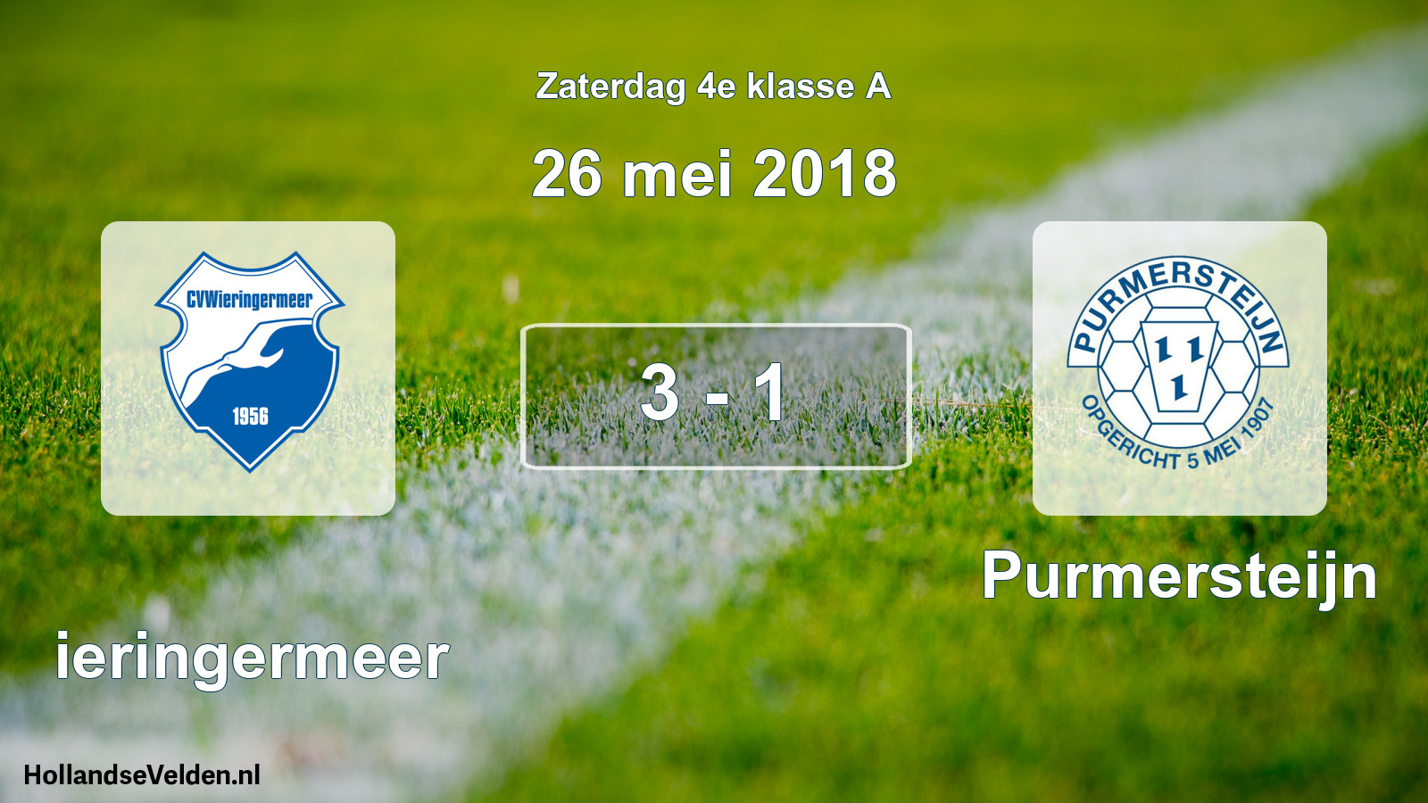 Total number of matches played: Wieringermeer - Purmersteijn 3 - 1 (26 May 2018)