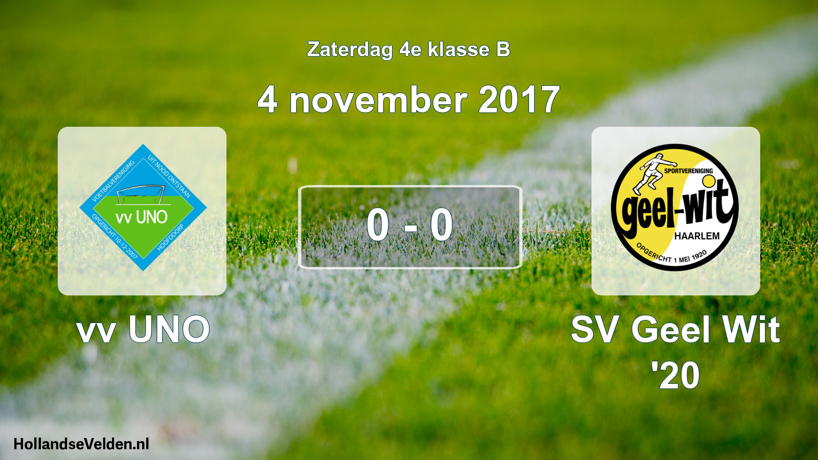 Total number of matches played: vv UNO - SV Geel Wit '20 0 - 0 (4 November 2017)