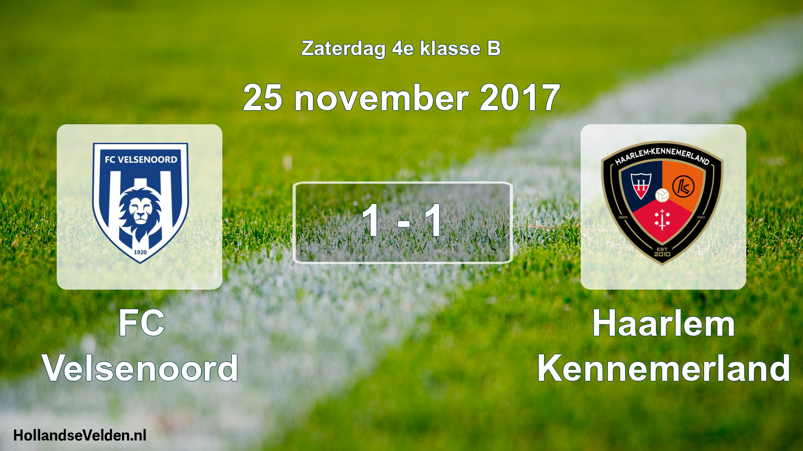Total number of matches played: FC Velsenoord - Haarlem Kennemerland 1 - 1 (25 November 2017)