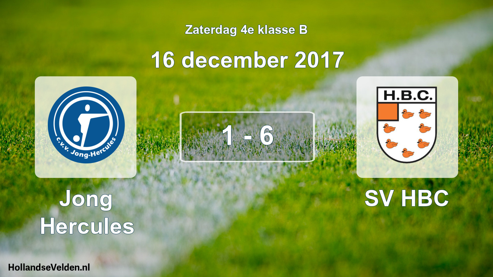 Total number of matches played: Jong Hercules - SV HBC 1 - 6 (16 December 2017)