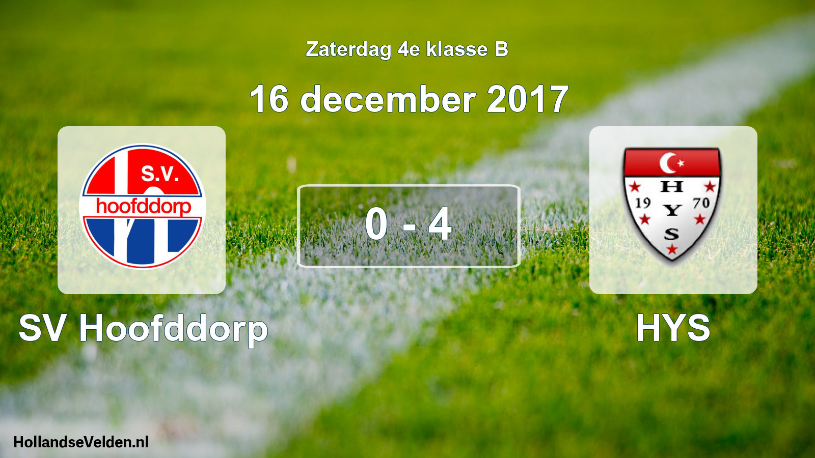 Total number of matches played: SV Hoofddorp - HYS 0 - 4 (16 December 2017)