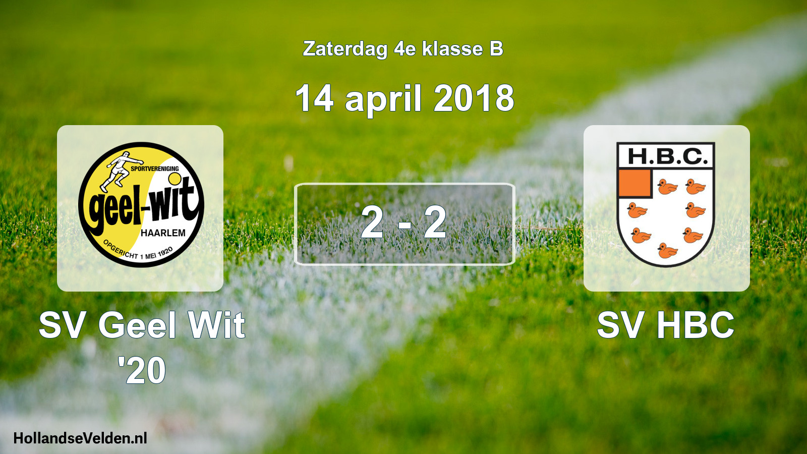 Total number of matches played: SV Geel Wit '20 - SV HBC 2 - 2 (14 April 2018)