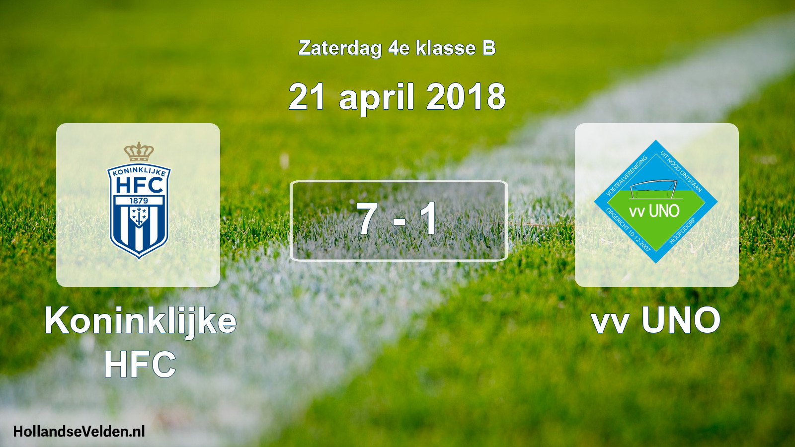 Total number of matches played: Koninklijke HFC - vv UNO 7 - 1 (21 April 2018)