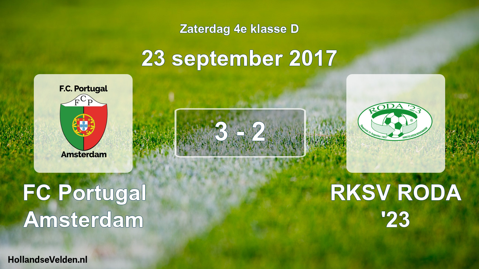 Total number of matches played: FC Portugal Amsterdam - RKSV RODA '23 3 - 2 (23 September 2017)