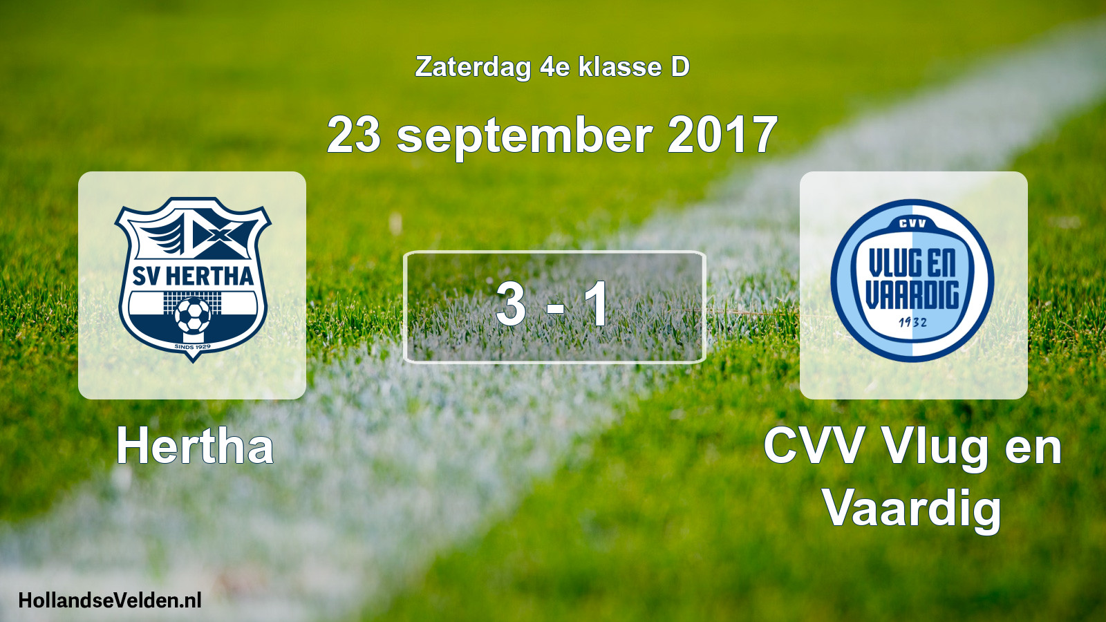 Total number of matches played: Hertha - CVV Vlug en Vaardig 3 - 1 (23 September 2017)