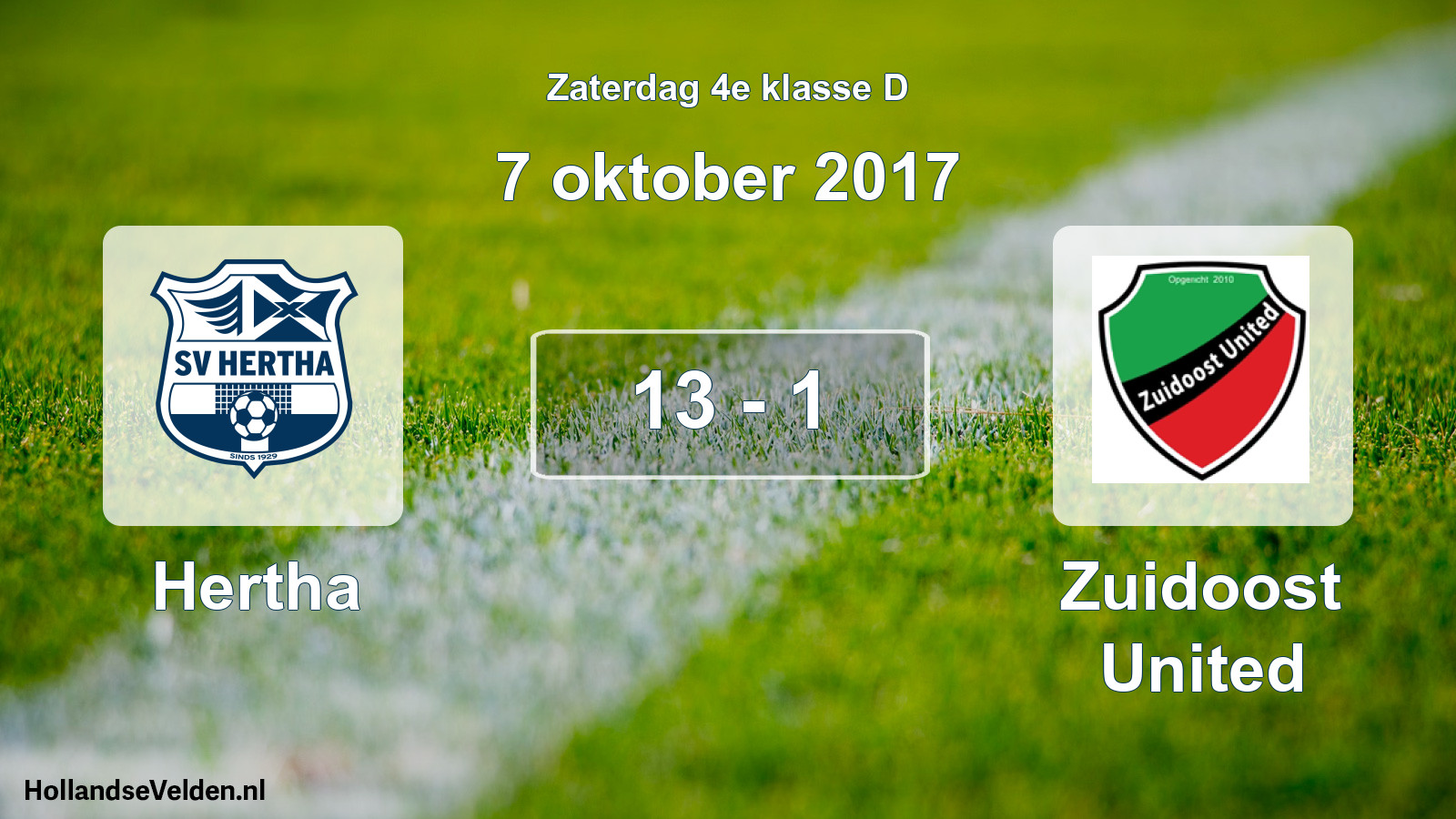 Total number of matches played: Hertha - Zuidoost United 13 - 1 (7 October 2017)