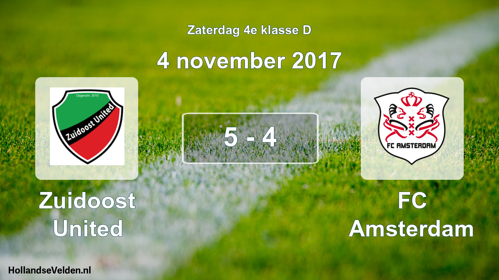 Total number of matches played: Zuidoost United - FC Amsterdam 5 - 4 (4 November 2017)