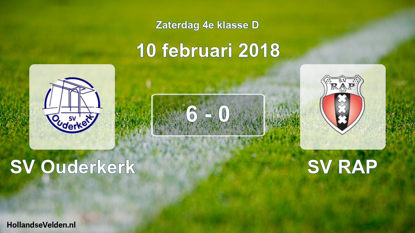 Total number of matches played: SV Ouderkerk - SV RAP 6 - 0 (10 February 2018)