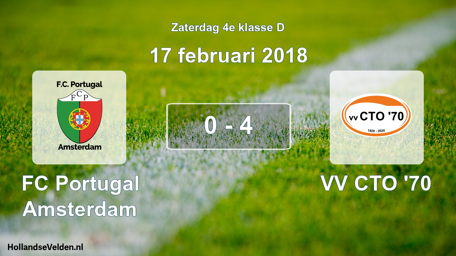 Total number of matches played: FC Portugal Amsterdam - VV CTO '70 0 - 4 (17 February 2018)