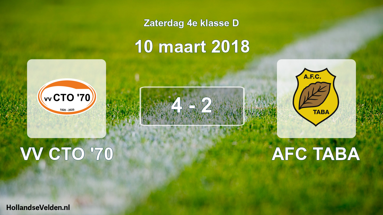 Total number of matches played: VV CTO '70 - AFC TABA 4 - 2 (10 March 2018)