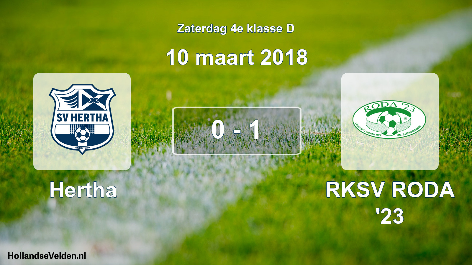 Total number of matches played: Hertha - RKSV RODA '23 0 - 1 (10 March 2018)