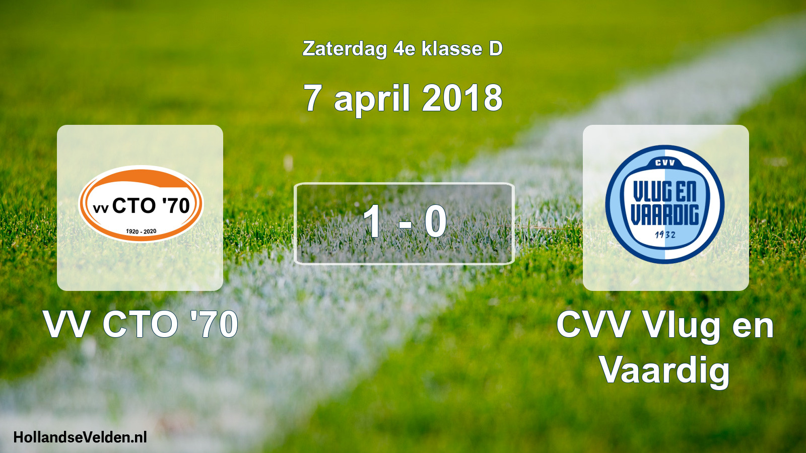 Total number of matches played: VV CTO '70 - CVV Vlug en Vaardig 1 - 0 (7 April 2018)