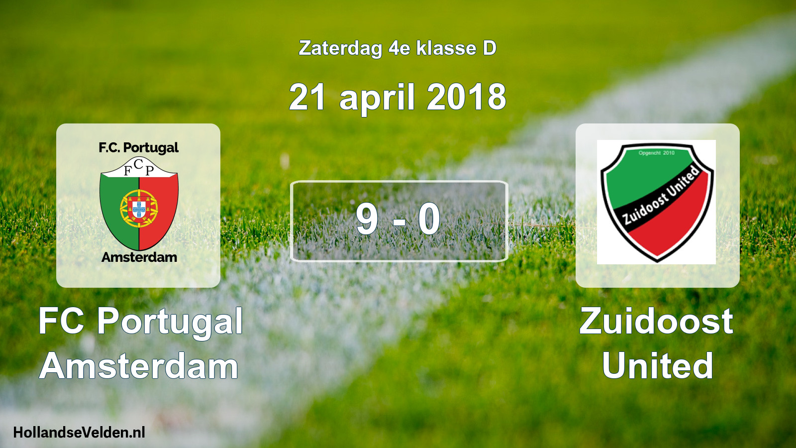 Total number of matches played: FC Portugal Amsterdam - Zuidoost United 9 - 0 (21 April 2018)