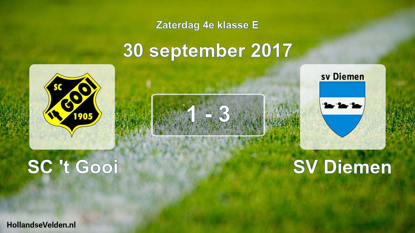 Total number of matches played: SC 't Gooi - SV Diemen 1 - 3 (30 September 2017)