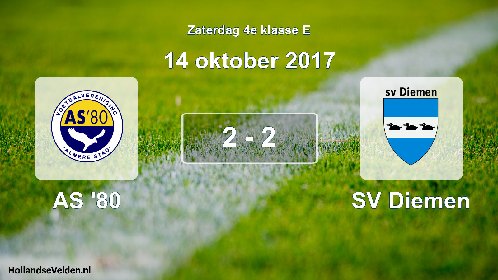 Total number of matches played: AS '80 - SV Diemen 2 - 2 (14 October 2017)