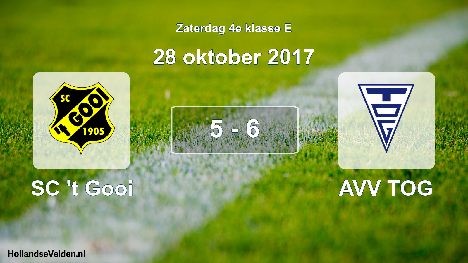 Total number of matches played: SC 't Gooi - AVV TOG 5 - 6 (28 October 2017)